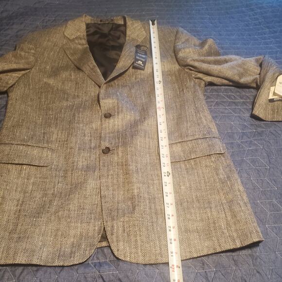 NEW Stafford Size 44R 100% Silk Men's Blazer Suit Jacket Gray Black Herringbone - Picture 6 of 12